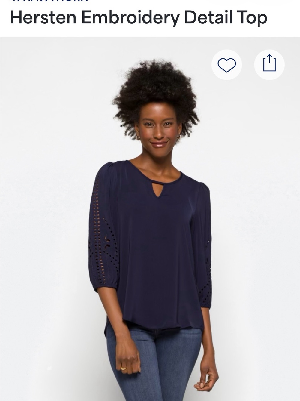 41 Hawthorn Navy Keyhole Tunic with Laser-Cut Sleeves